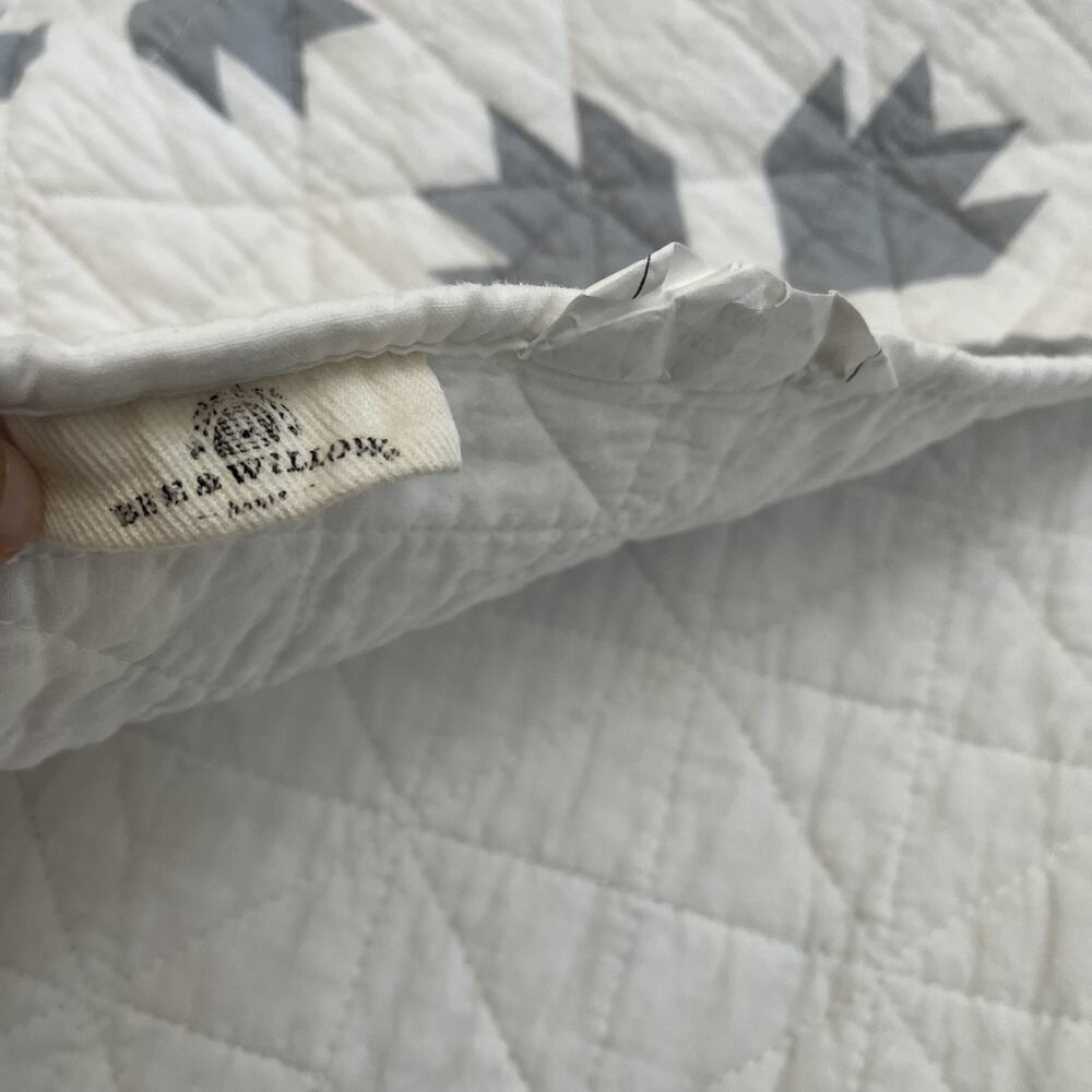 Bee & Willow Neutral White & Gray Full Queen Quilted Coverlet Cotton - Picture 4 of 11